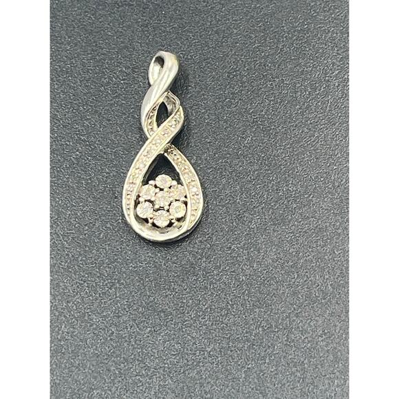 Zales Jewelers Vintage  Sterling
Silver Diamond Infinity Drop Pendant Slide - Picture 4 of 9